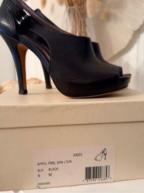 Coach Black Peep-Toe Stiletto Sandals